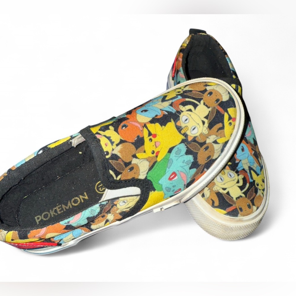 Toddlers Black & Multi-Coloured Pokémon Slip-On Trainers